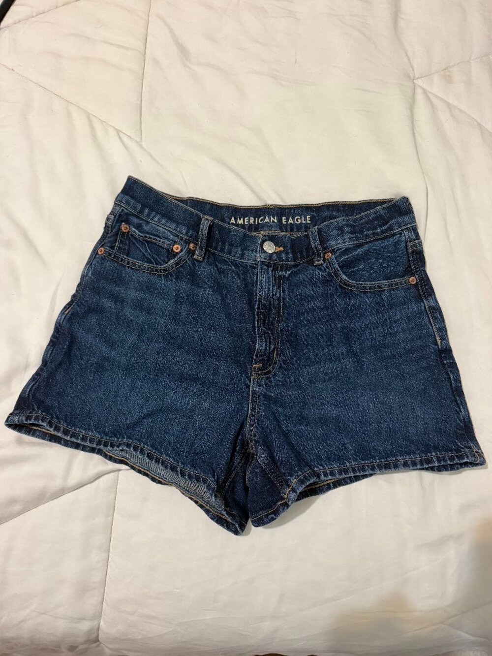 American Eagle High Rise Denim Jean Shorts Dark Wash Size 8